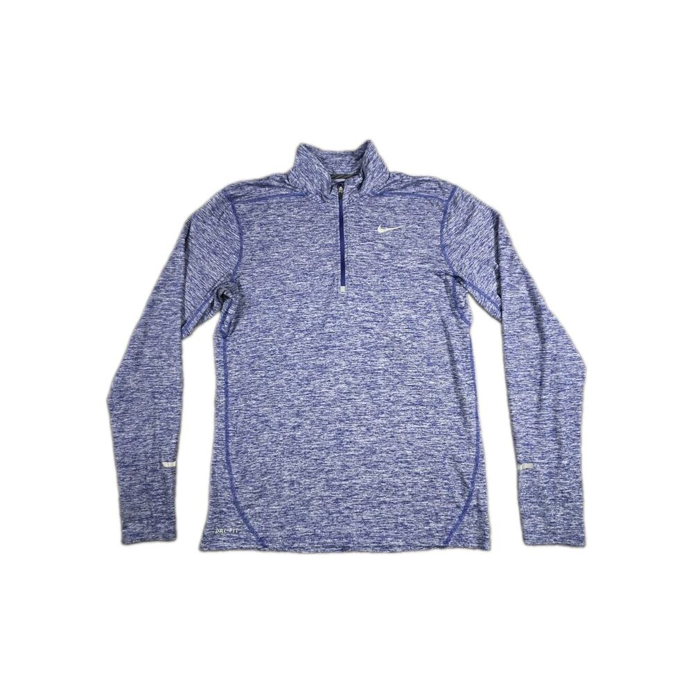 NIKE Running Pullover Men's Size M Dri Fit Long Sleeve 1/2 Zip Heather Blue C6